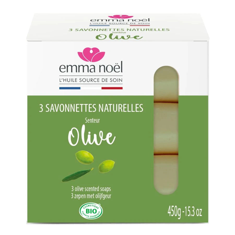 Savonnettes senteur olive de la marque Emma Noël. 