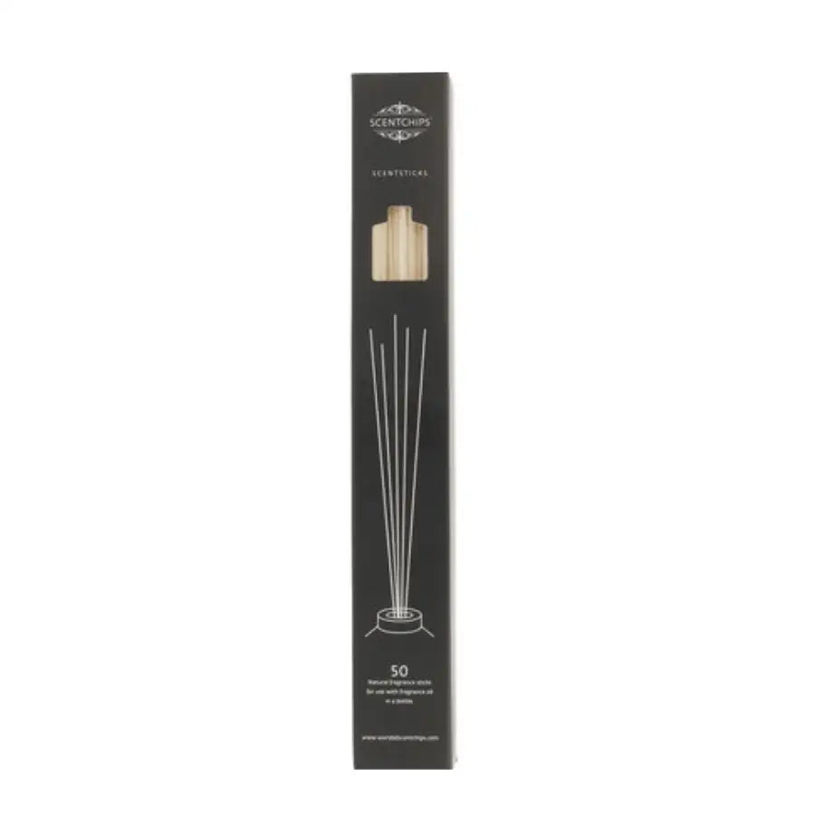 Boite de 50 bâtonnets diffuseurs de parfum naturel de la marque Scentchips, couleur beige