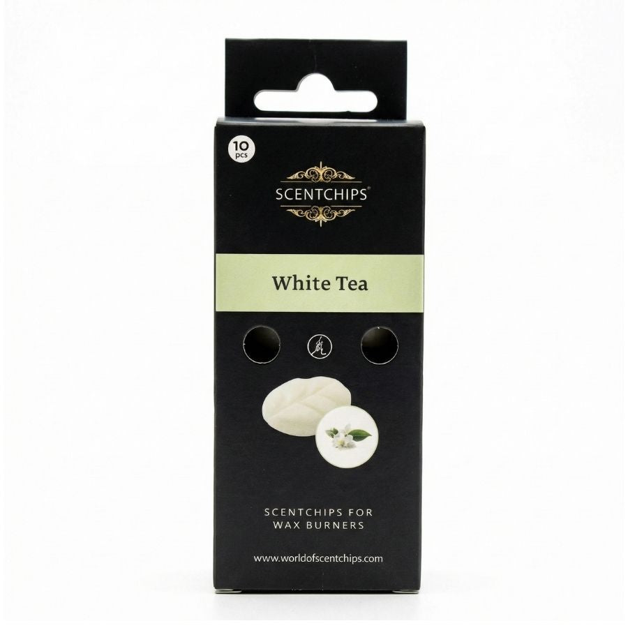 Packaging des chips parfumé thé blanc sur fond blanc.