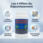 Seconde Jeunesse 90 gélules - 4 piliers: masse musculaire, énergie, équilibre hormonal, remodelage corporel