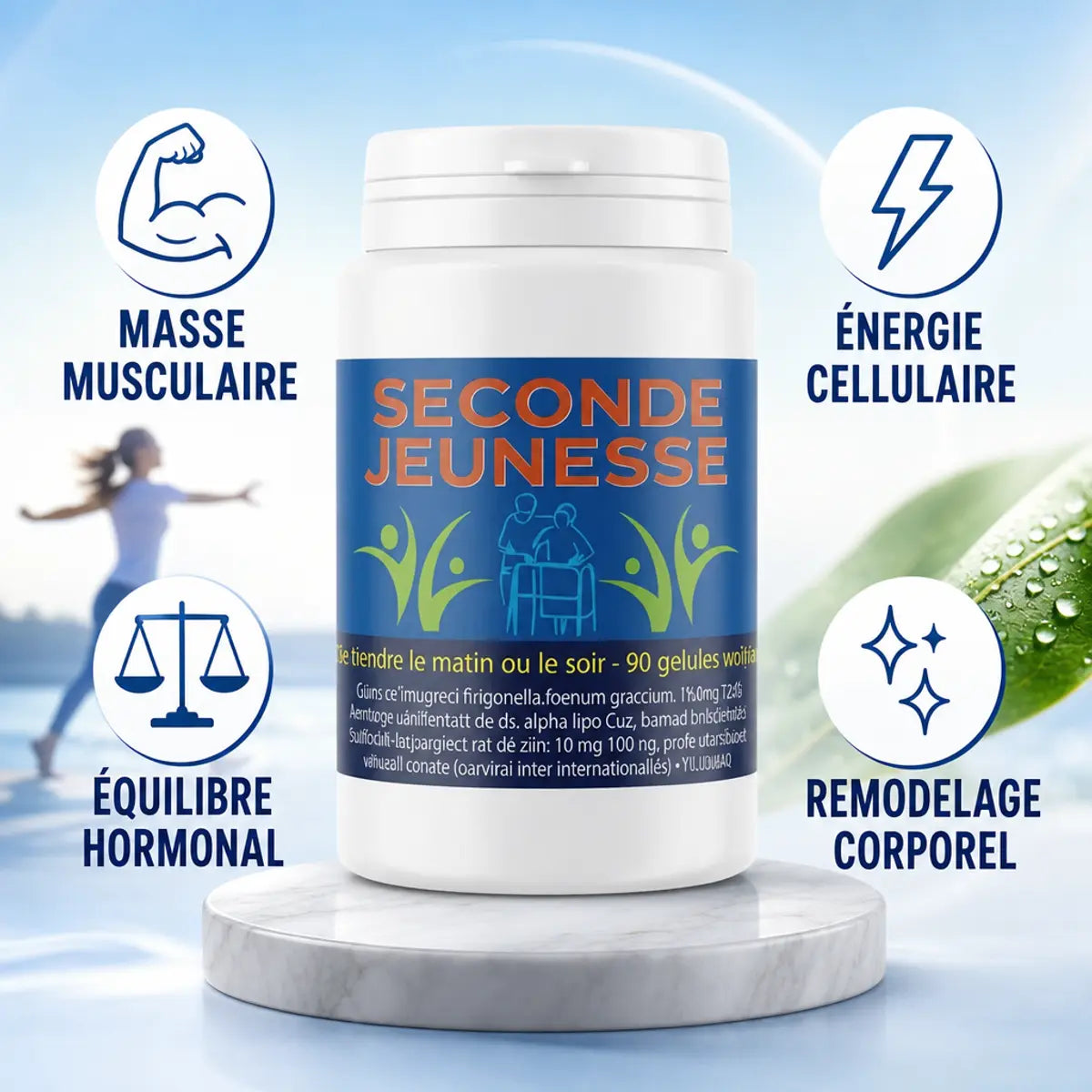 Seconde Jeunesse 90 gélules - complément vitalité et silhouette avec bénéfices muscle, énergie, hormones
