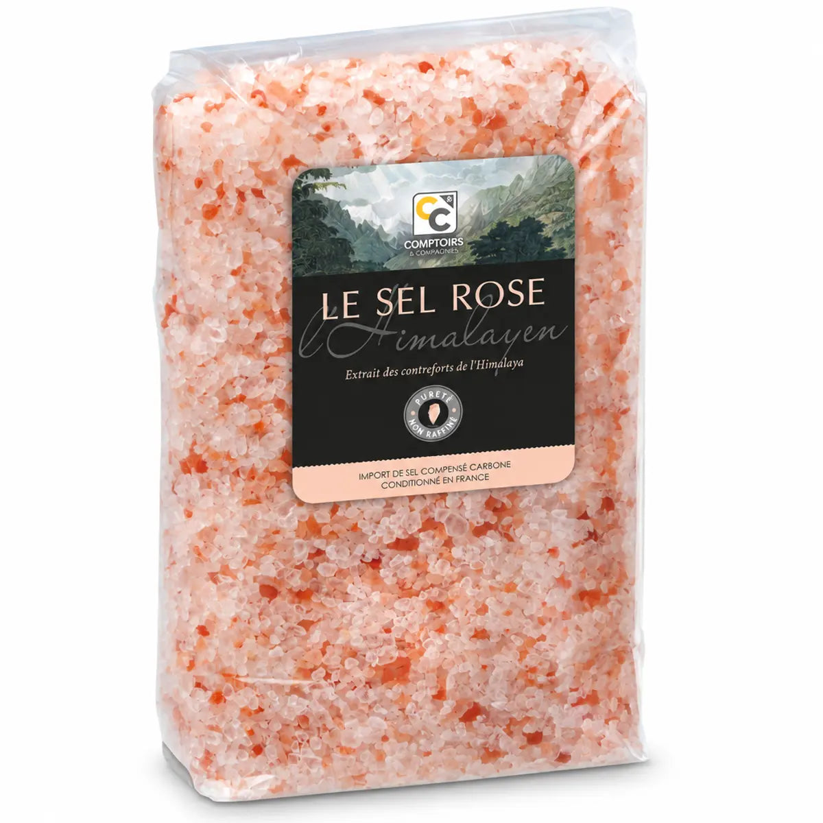 Sel rose cristaux Himalaya 1kg Comptoirs et compagnies sachet