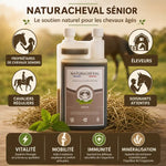 Complément Sénior Cheval 1L Naturacheval pour vitalité et mobilité des chevaux âgés