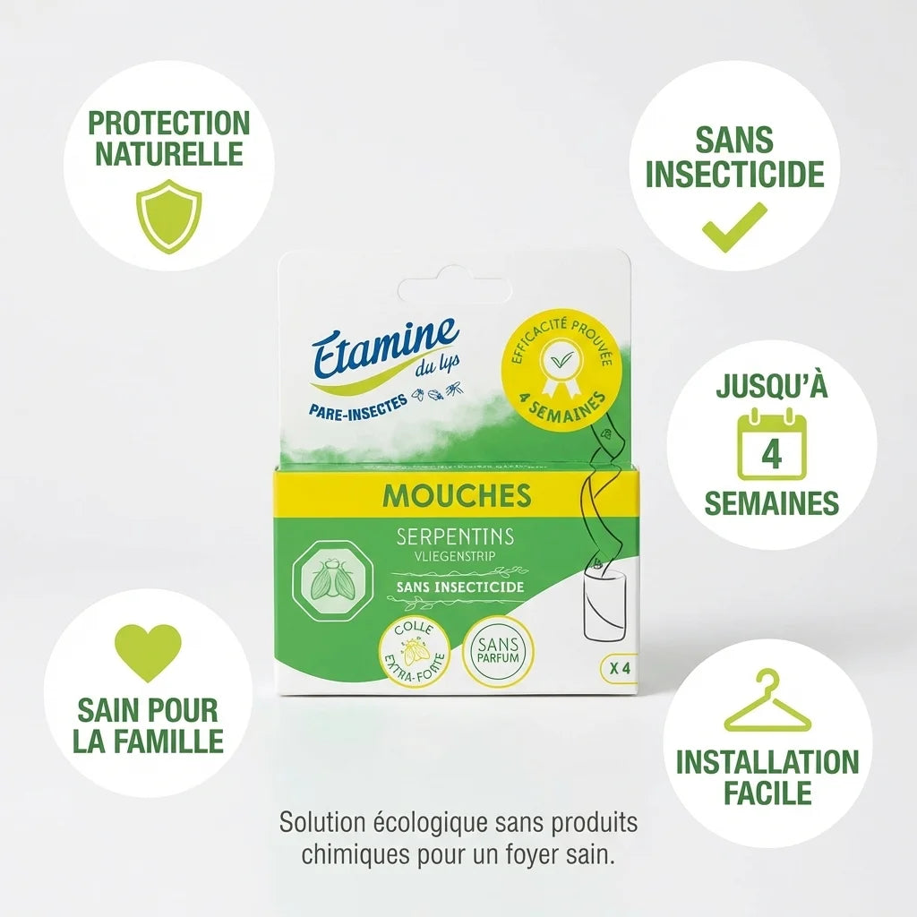 Serpentins Attrape-Mouches Etamine du Lys lot de 4 - Protection naturelle sans insecticide