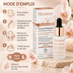 Sérum Florame Acide Hyaluronique Bio 15 ml : flacon compte-gouttes et mode d'emploi en 4 étapes pour un soin repulpant