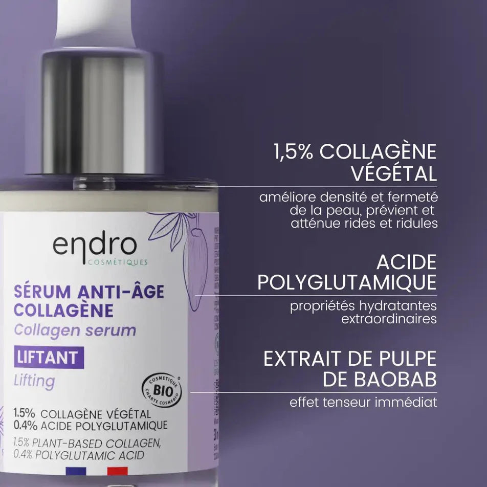 Principes actifs du sérum anti-âge liftant de la marque Endro