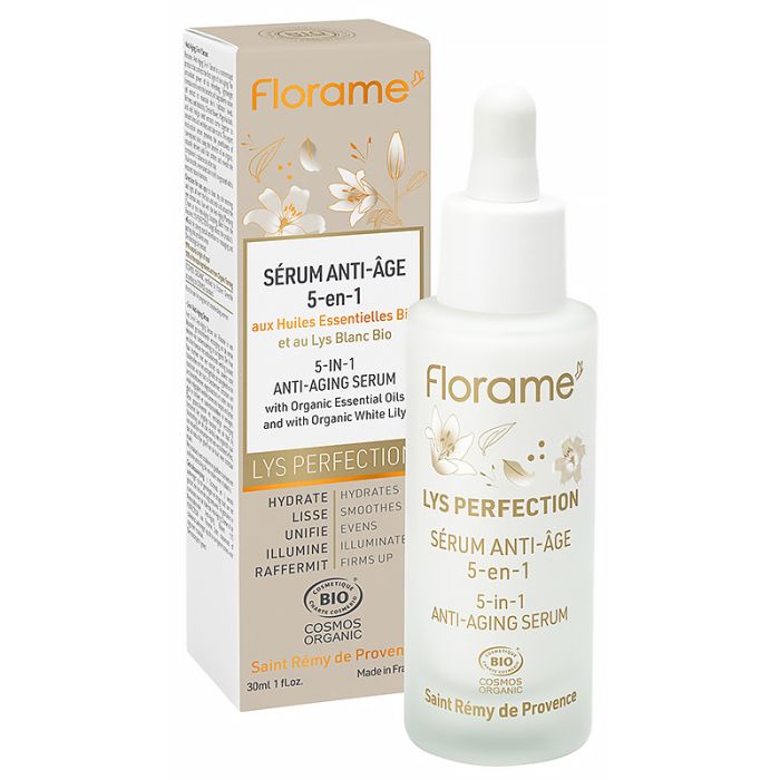 Un sérum anti-âge 5-en-1 de 30 ml de la marque Florame