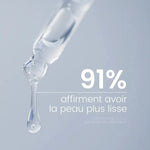 Une pipette remplie de sérum avec la mention 91% affirment avoir la peau plus lisse