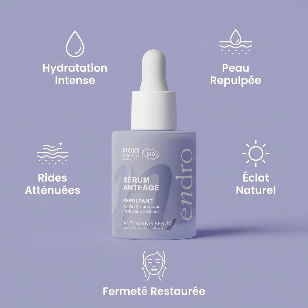 Sérum Anti-Âge Endro Acide Hyaluronique 30ml avec bénéfices: hydratation, repulpement, rides atténuées