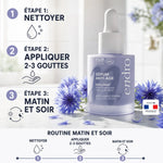 Sérum Anti-Âge Endro acide hyaluronique 30ml avec guide application matin soir sur marbre blanc