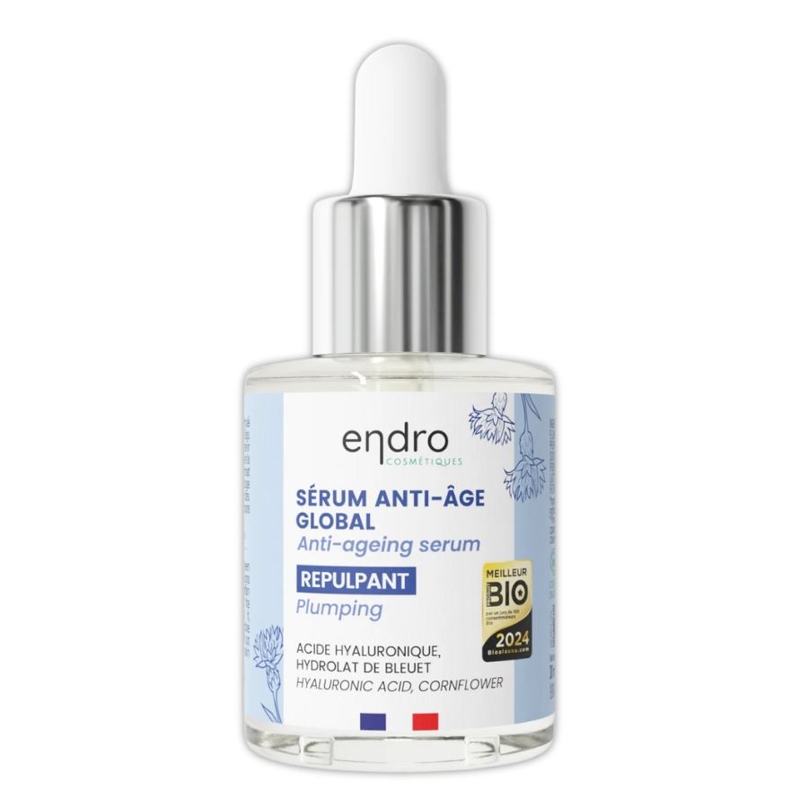 Un sérum anti-âge repulpant à l'acide hyaluronique de 30 ml de la marque Endro