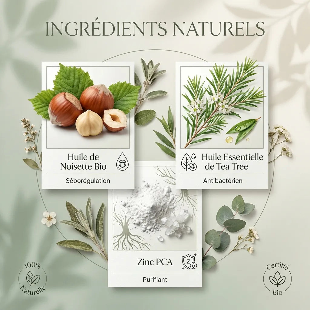 Sérum anti-imperfections Endro 30ml avec ingrédients naturels bio : huile de noisette, tea tree et zinc PCA
