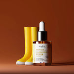 Photo d'Un flacon de Sérum anti-imperfections de 30 ml de la marque Endro sur un fond rouge