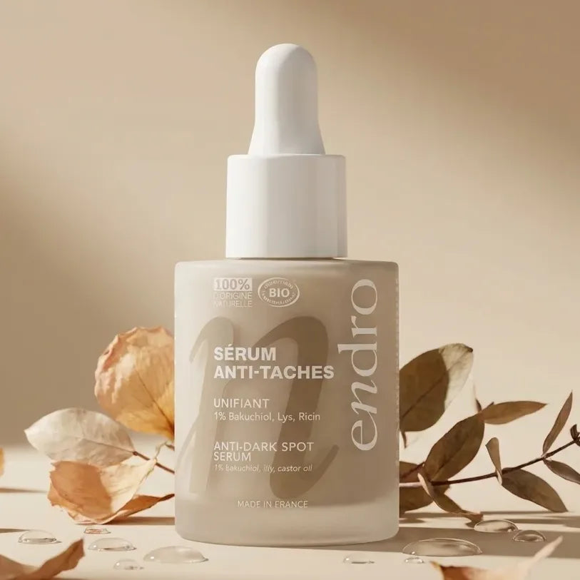 Sérum Anti-tâches Endro Bakuchiol 1% flacon 30mL présentation produit skincare luxe