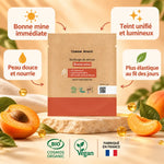Sérum Bonne Mine Comme Avant 30ml en recharge écologique, sachet kraft, infographies bio, vegan et fabriqué en France