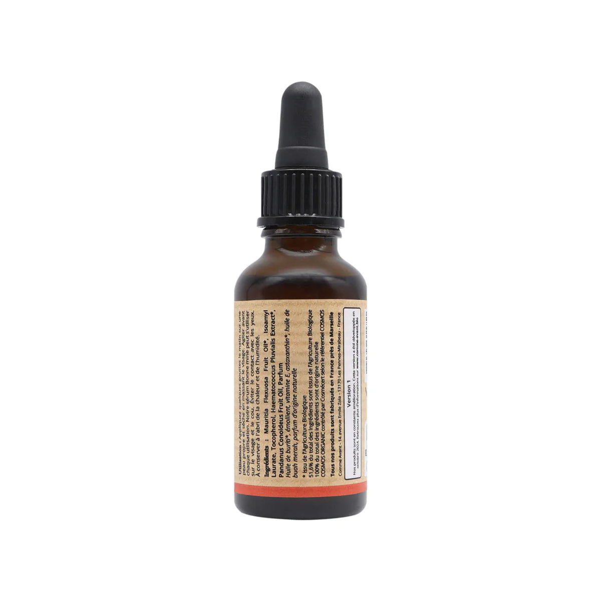 Le dos d'un flacon de Sérum visage bonne mine Comme Avant