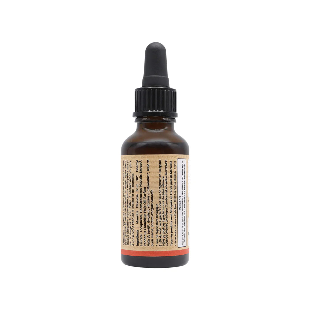 Le dos d'un flacon de Sérum visage bonne mine Comme Avant