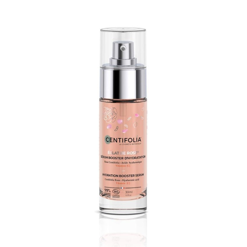 Un flacon sérum d'hydratation eclat de rose de 30 ml de la marque Centifolia
