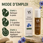 Sérum Clairessence Bio 50ml Arc en Sels avec mode d'emploi application visage matin soir