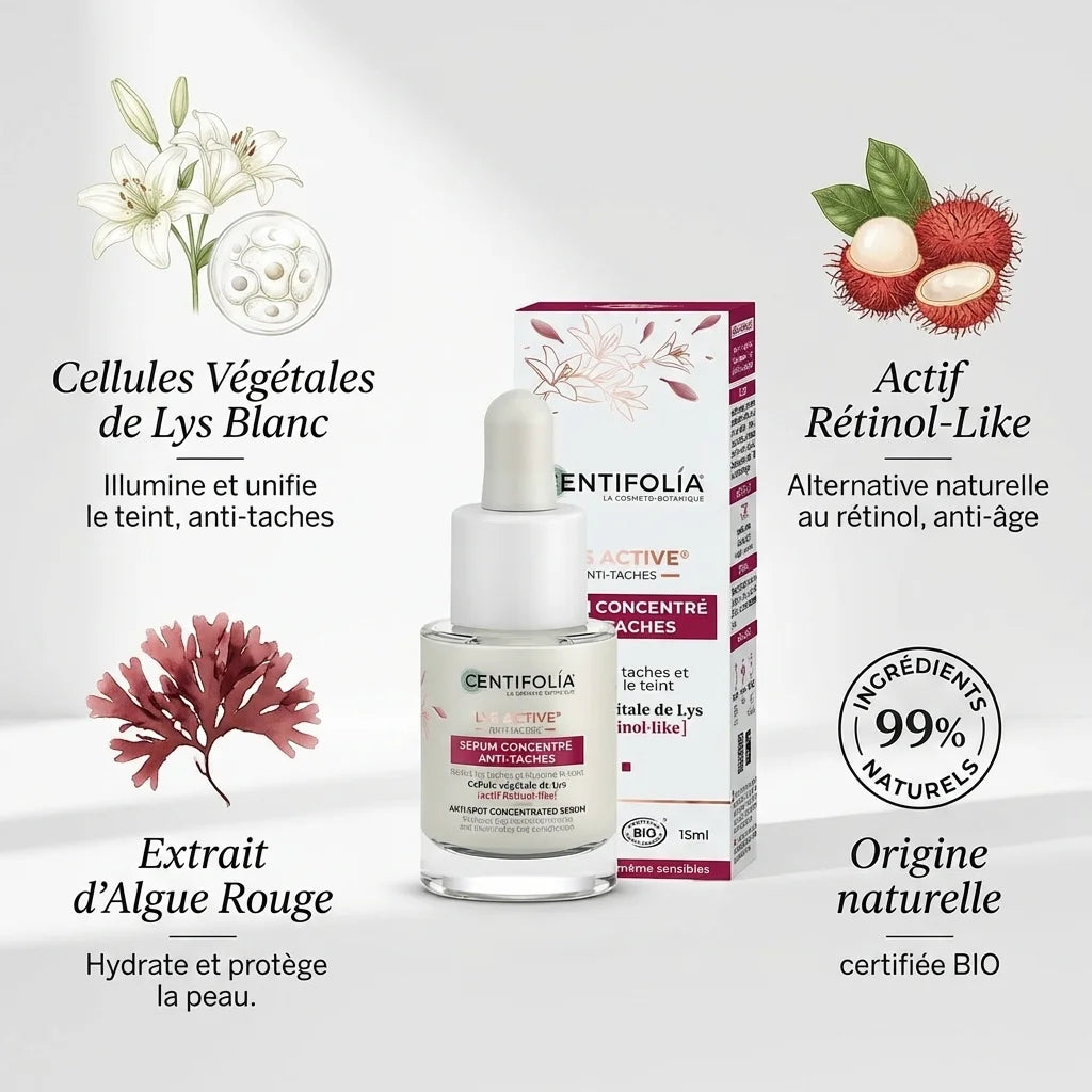 Sérum Lys Active Centifolia avec ingrédients naturels anti-taches et actifs botaniques