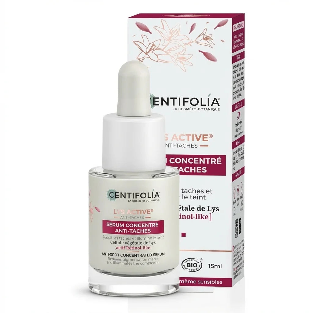 Sérum anti-taches Lys Active Centifolia 15ml avec flacon et packaging blanc
