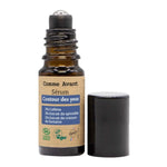 Le serum contour des yeux de Comme Avant est posé, ouvert, et avec la bille en métal visible