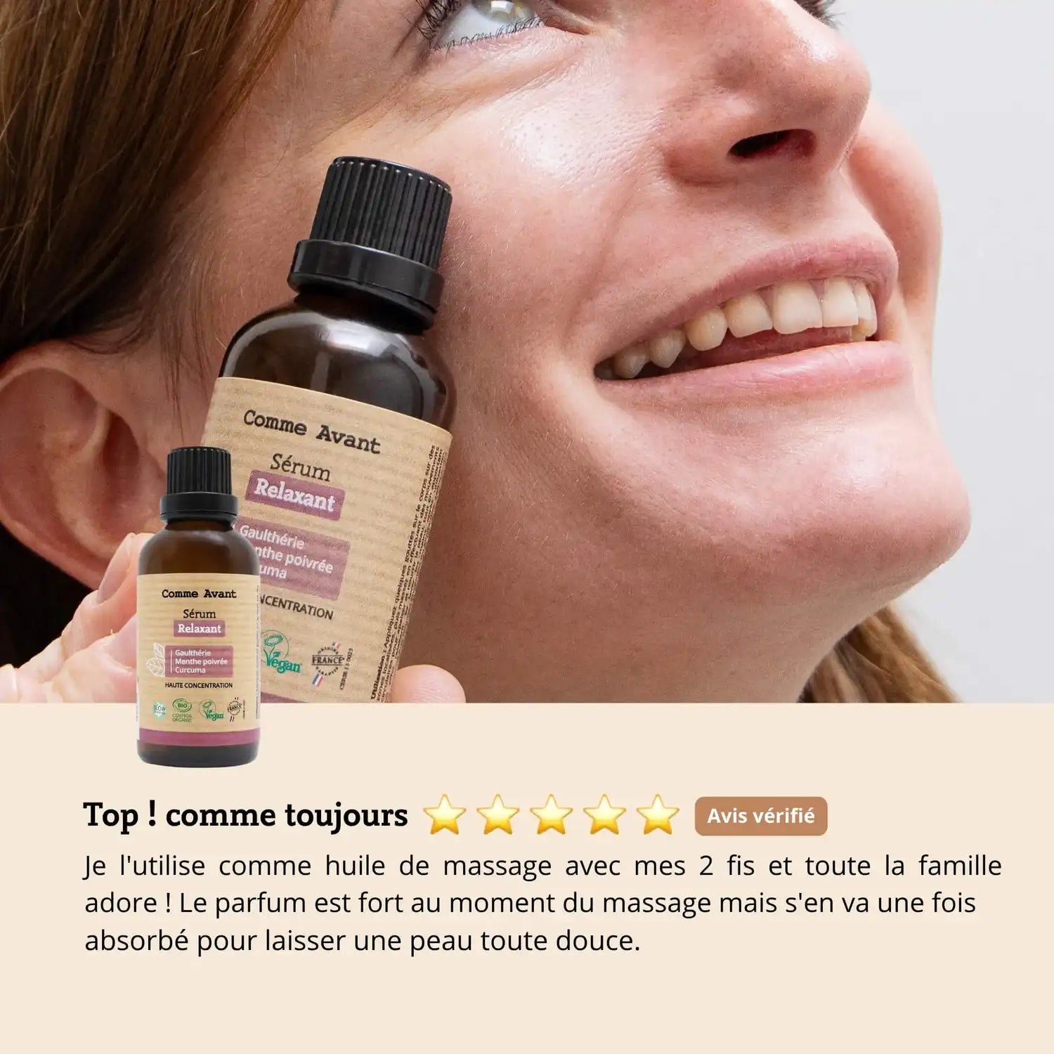 Les avis sur le sérum corps relaxant de 50 ml de la marque Comme Avant