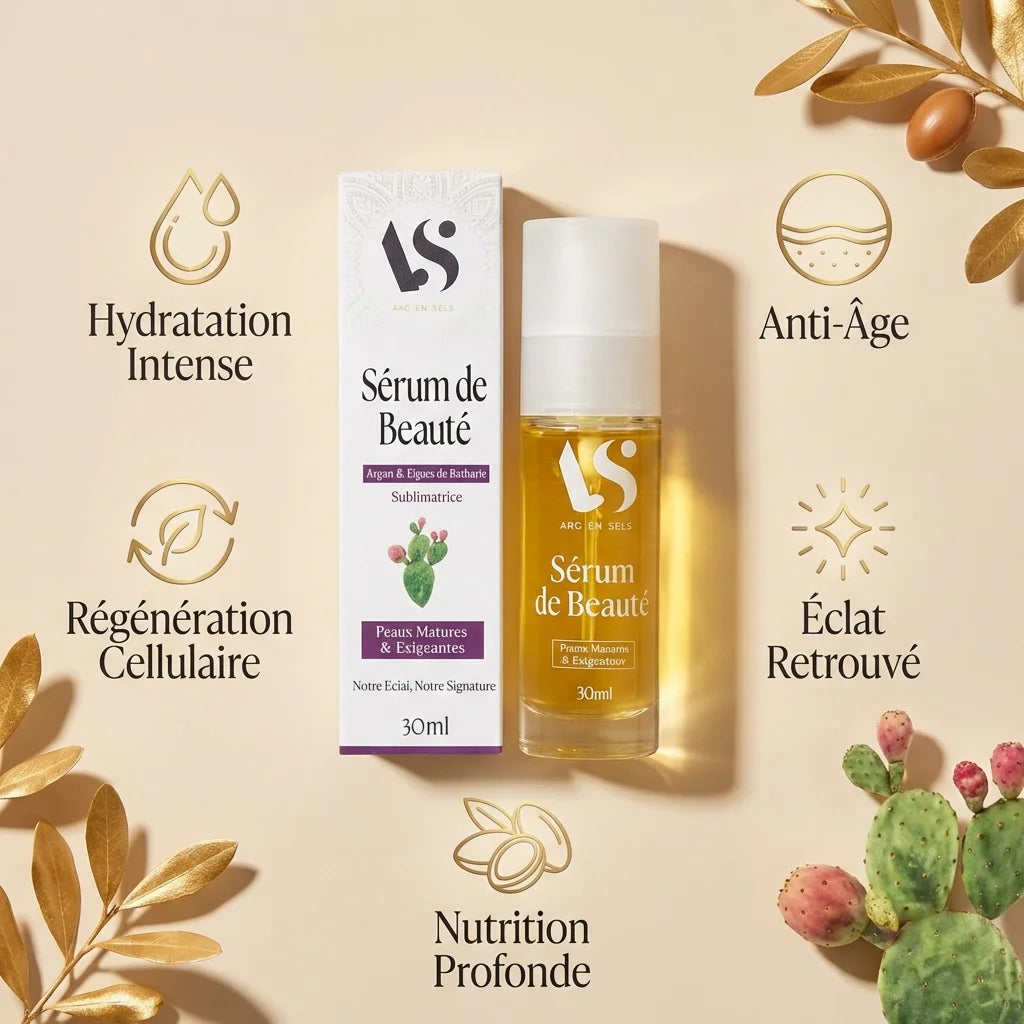 Sérum de beauté Argan Figue de Barbarie 30ml Arc en Sels - Hydratation anti-âge naturelle