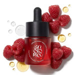 Sérum lissant framboise squalane Andromée 15ml en flacon verre rouge avec framboises fraiches