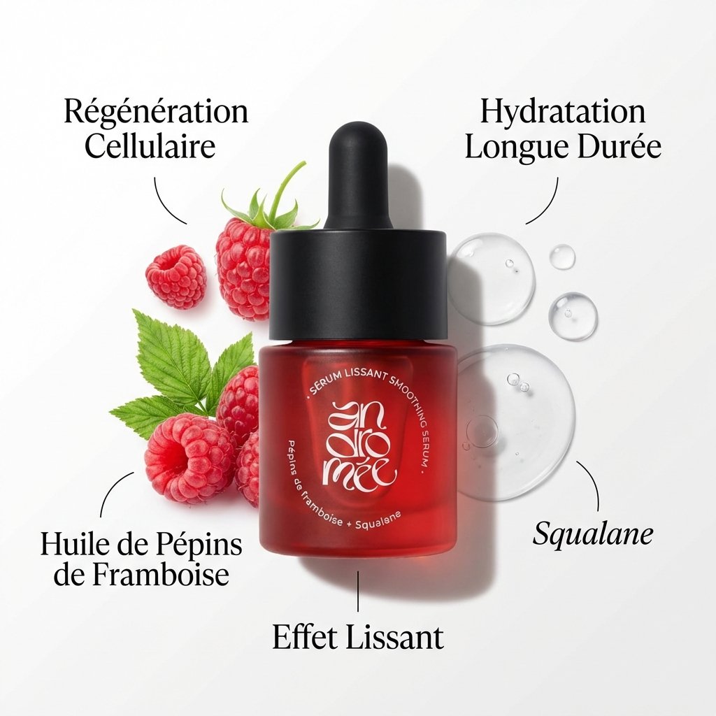 Sérum Lissant Framboise & Squalane Andromée 15ml avec ingrédients naturels