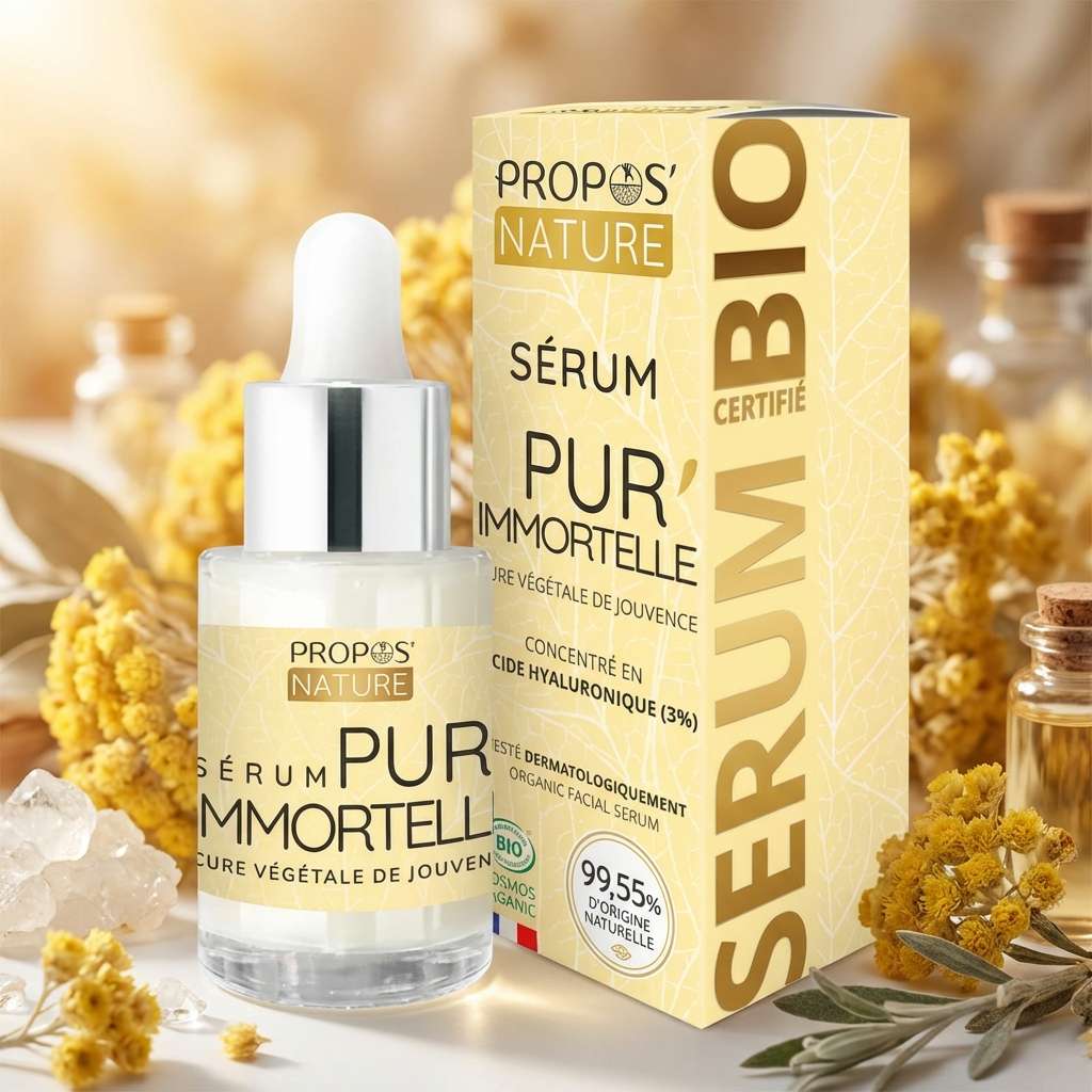 Sérum Pur'immortelle bio 30ml Propos'Nature avec fleurs immortelles et ingrédients naturels