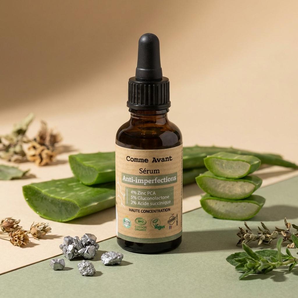 Sérum visage anti-imperfection Comme Avant 30ml avec ingrédients naturels et aloe vera