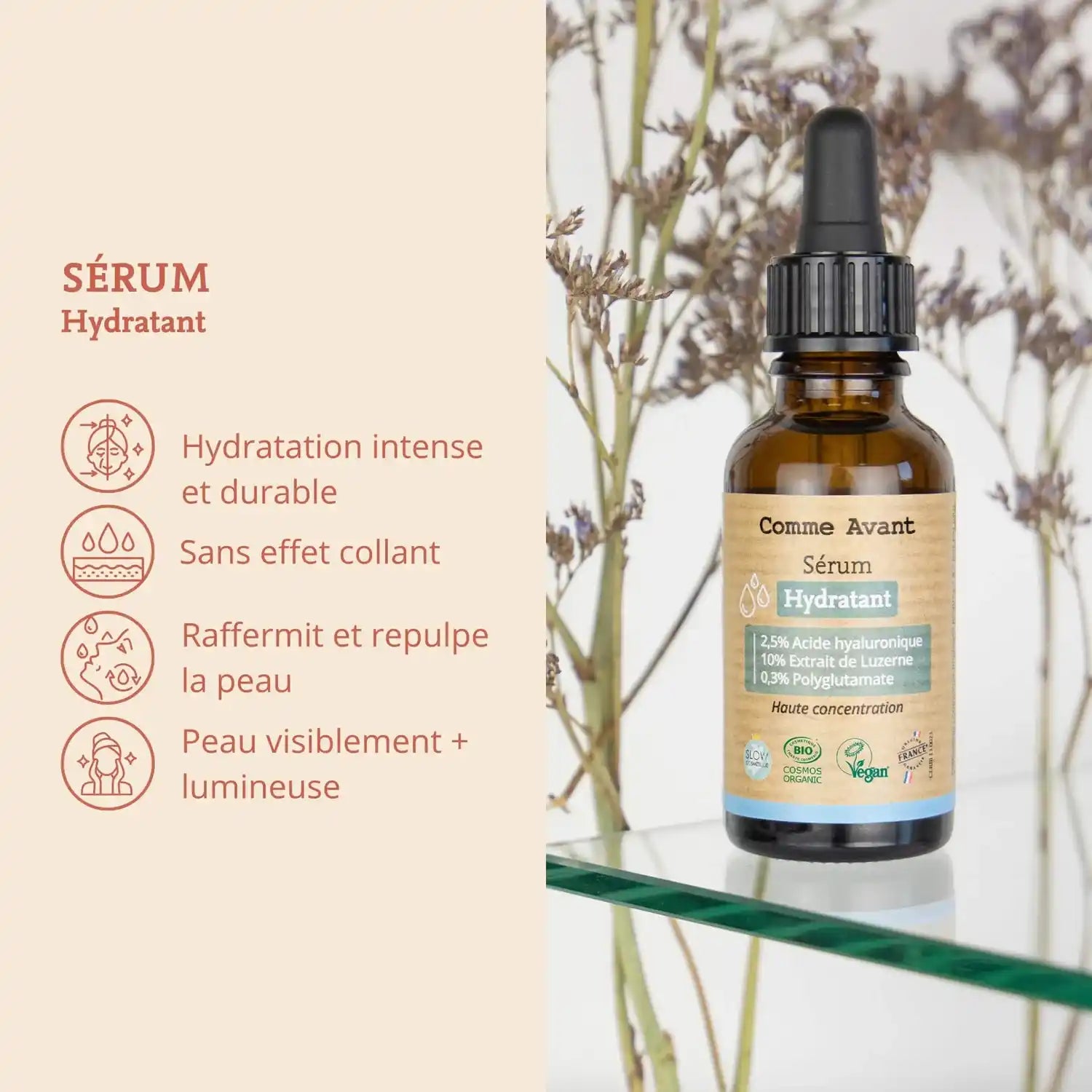 Les bienfaits du sérum visage hydratant de 30 ml de la marque Comme Avant