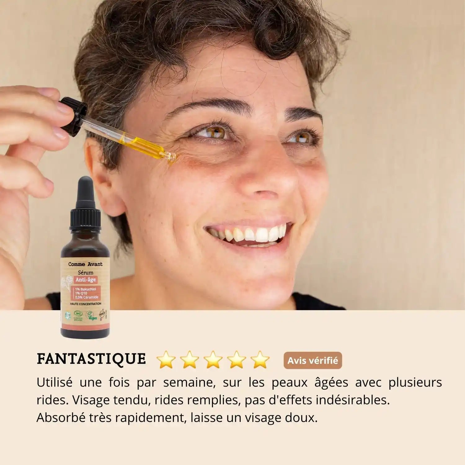 Les avis concernant le sérum visage anti-âge de 30 ml de la marque Comme Avant