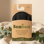 Serviette hygiénique lavable Bambaw flux moyen sur tissu lin avec éléments botaniques naturels
