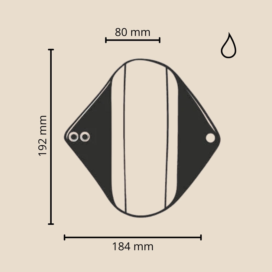 Les dimensions de la serviette hygiénique lavable flux léger de la marque Bambaw