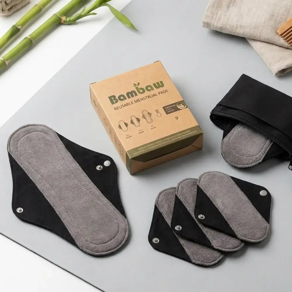Serviettes lavables Bambaw flux mixte avec pochette de voyage, kit écologique complet x6