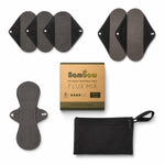 Serviettes lavables Bambaw flux mixte avec pochette de transport - kit de 6 pads réutilisables