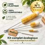 Set 4 brosses bouteilles Bambaw écologiques sans plastique 100% compostable