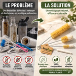 Set de 4 brosses de lavage Bambaw écologiques sans plastique sur marbre, composables et durables