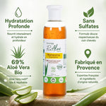 Shampoing Aloé Vera Bio Pur'Aloé 250ml avec bénéfices hydratation, sans sulfates, Provence