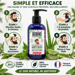 Shampoing Barbe & Cheveux Blondépil 200ml - Flacon bleu certifié bio avec guide d'utilisation