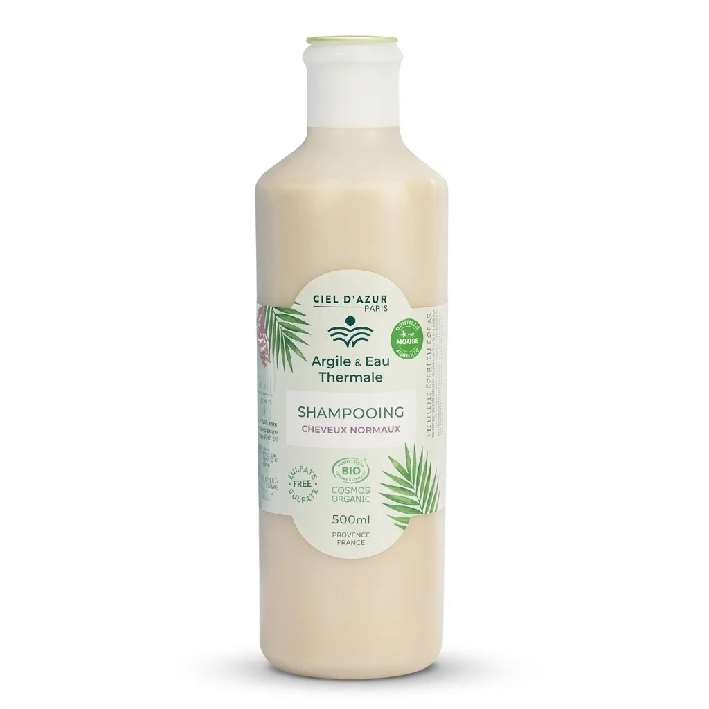 Shampoing bio cheveux normaux 500ml Argile Eau Thermale Ciel d'Azur Paris