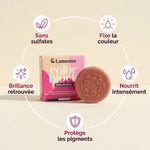 Shampoing solide Color Block Lamazuna pour cheveux colorés avec bénéfices : fixe couleur, nourrit, protège