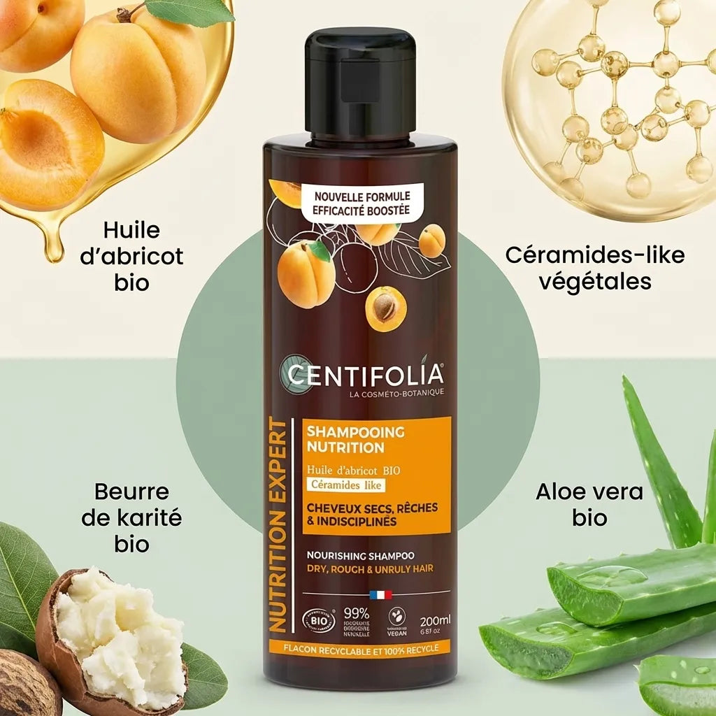 Centifolia Shampoing Crème Nutrition 200ml avec ingrédients bio pour cheveux secs
