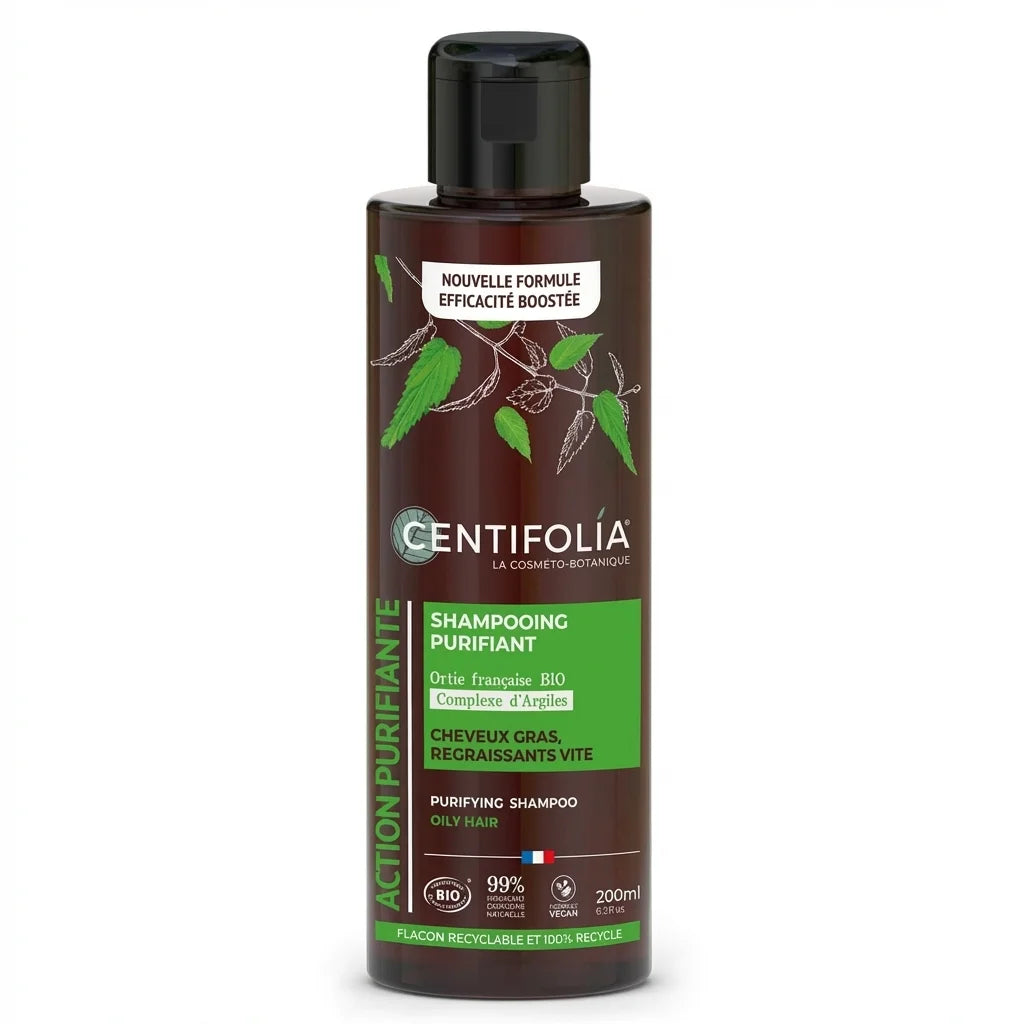 Shampoing Crème Purifiant Centifolia 200ml bouteille verre cheveux gras