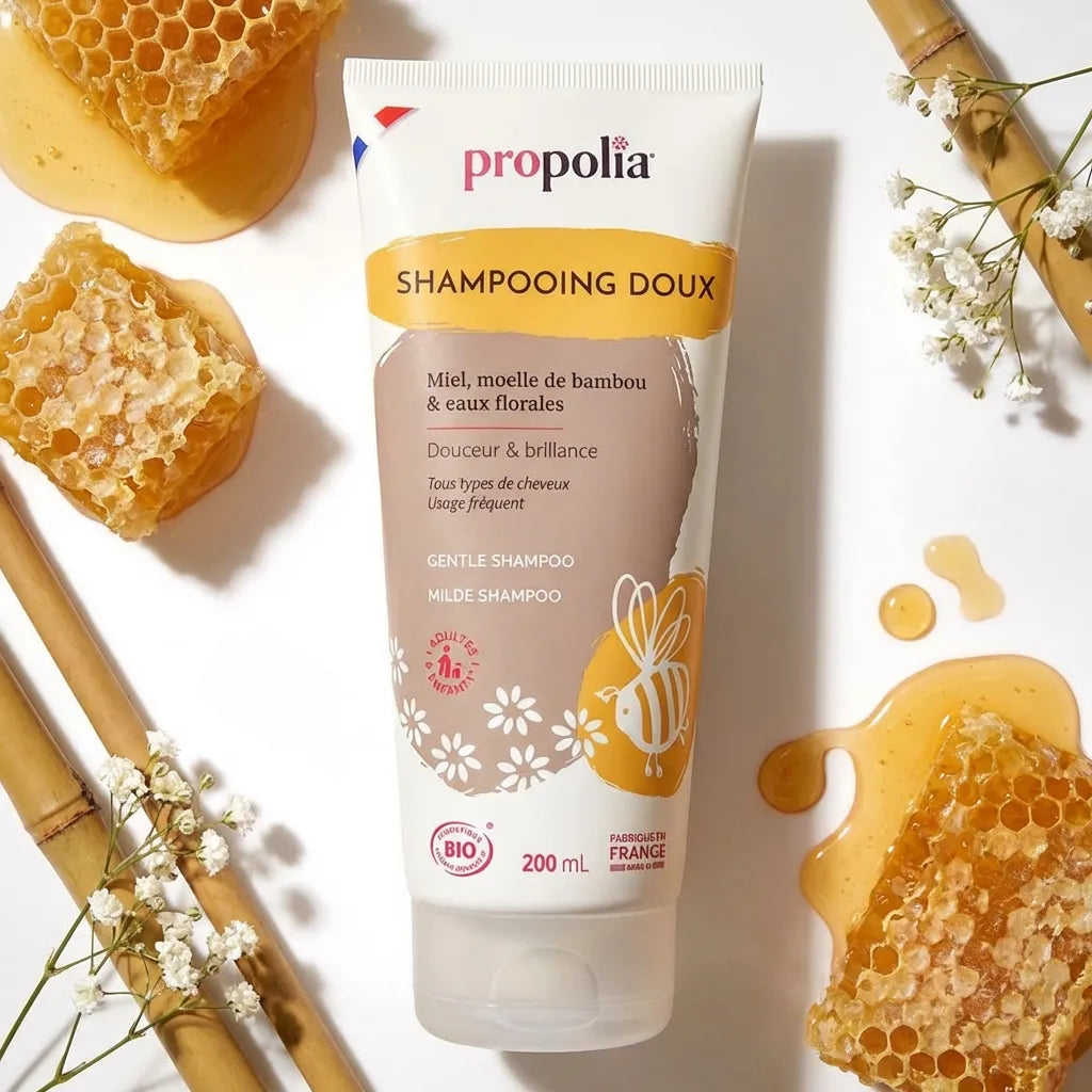 Shampoing bio Miel & Bambou 200ml Propolia avec ingrédients naturels miel et bambou