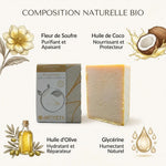 Shampoing solide au soufre Antheya avec ingrédients naturels bio - cuir chevelu squameux