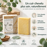 Shampoing solide au soufre Antheya 100g pour cuir chevelu squameux et pellicules, certifié bio