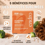 Shampoing solide Endro Brocoli Lin cheveux bouclés - Nutrition brillance zéro déchet bio